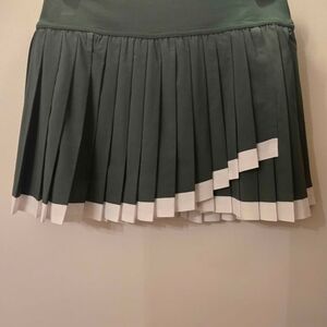 Aerie Green Pleated Mini Skirt with White Hem